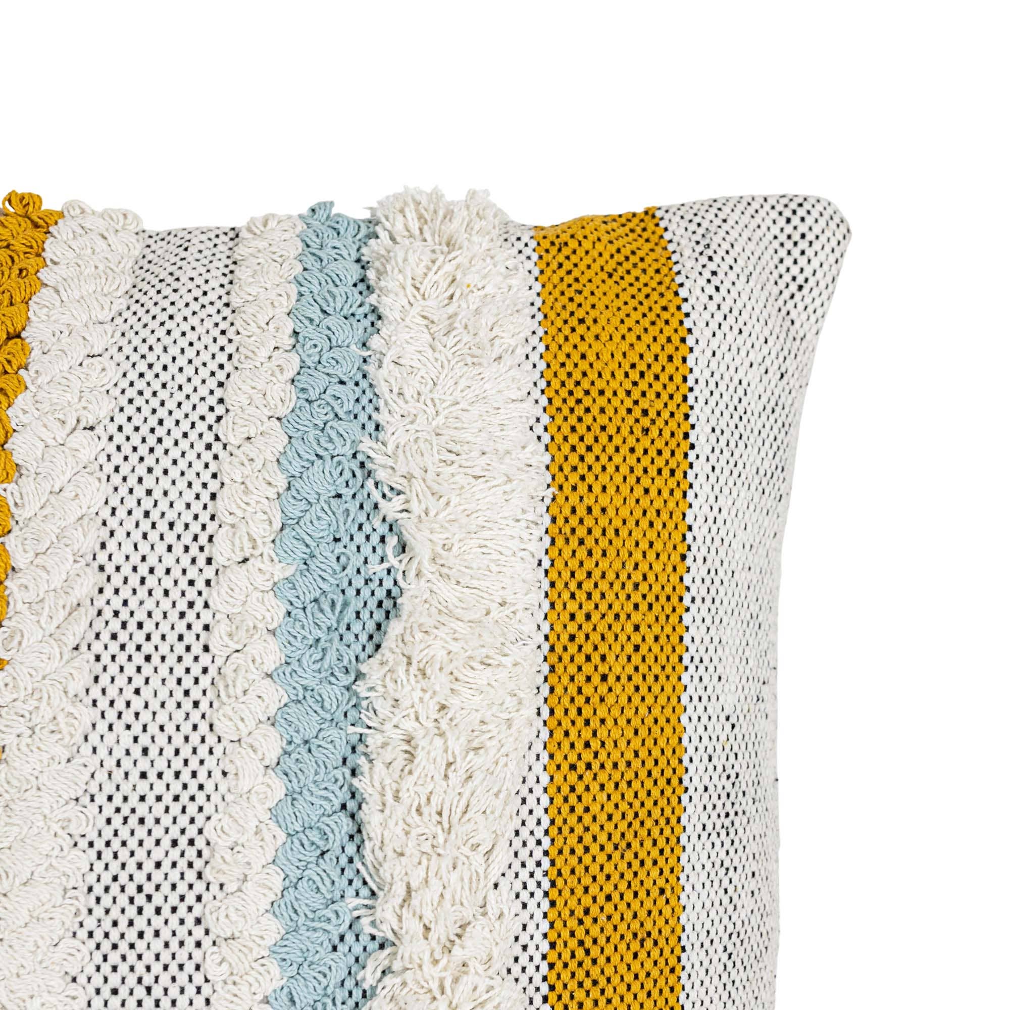 Aba 20x20 Striped Fringed Filled Throw Pillow Mustard Cotton