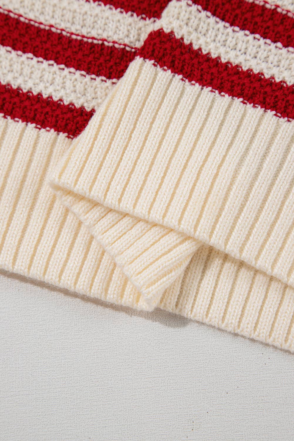 Hattie | Stripe Textured Knit Ribbed Hem Sweater Tank Top