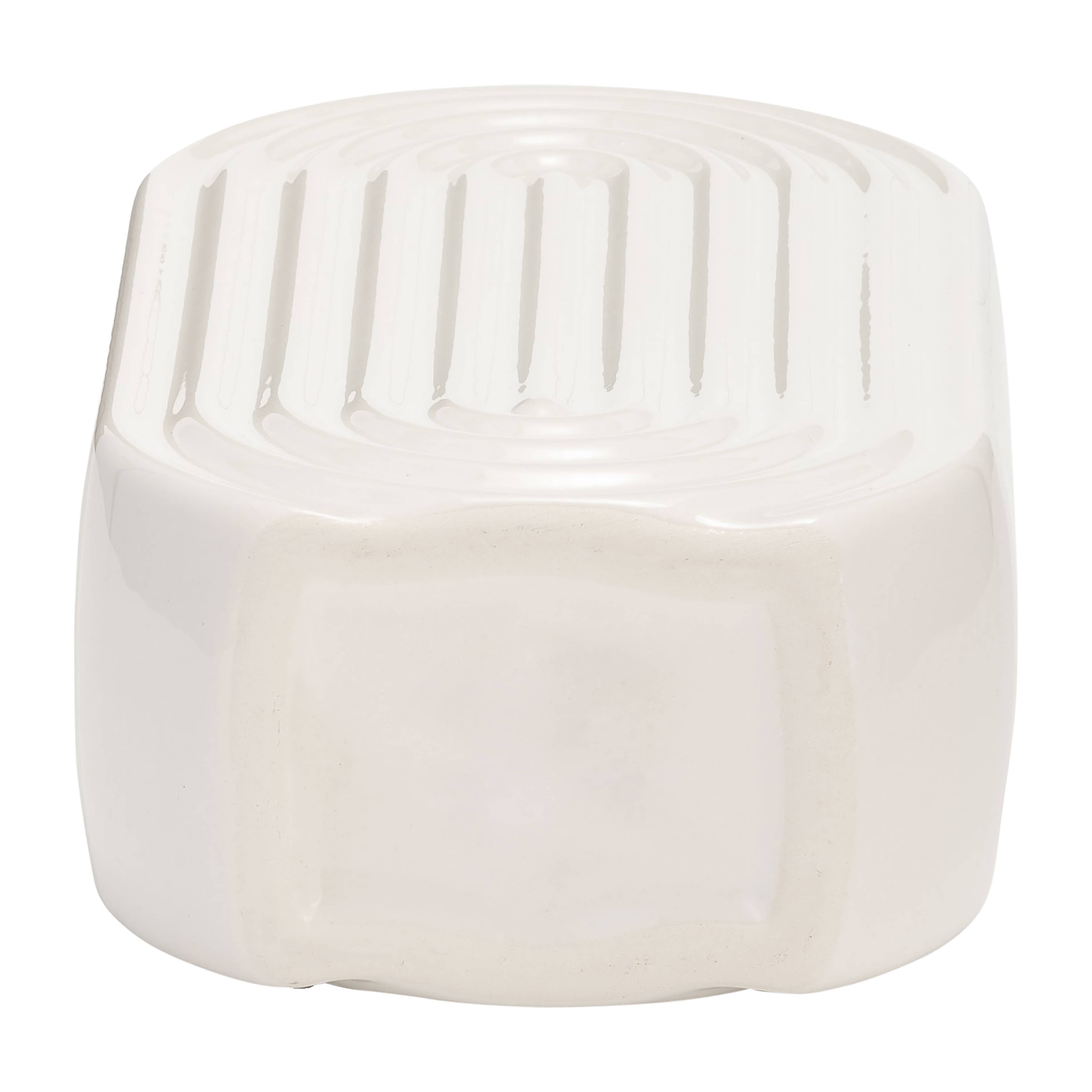 Ceramic Oval Ridged Decorative Vase - White, 11 in.