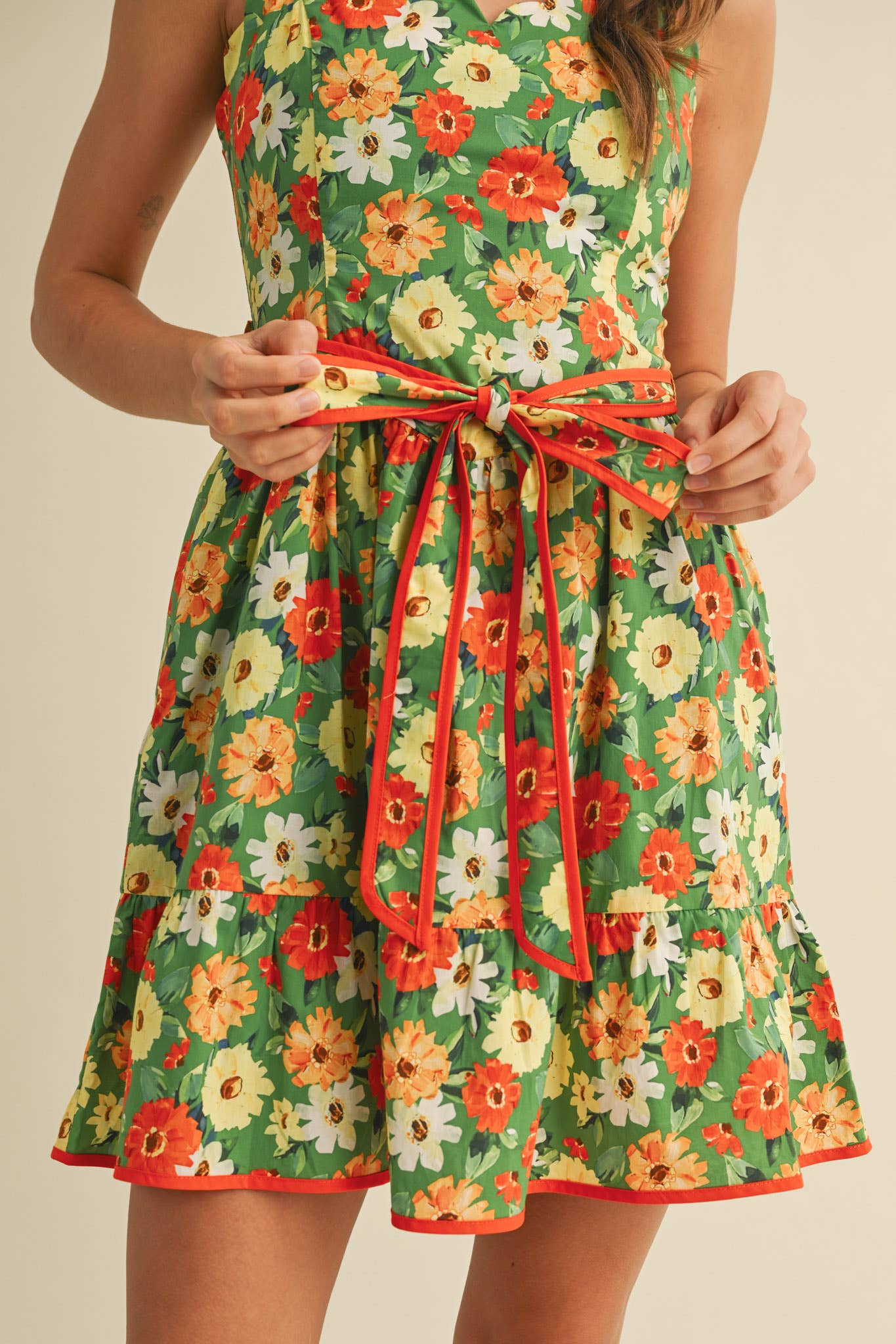 Floral Scalloped Mini Dress