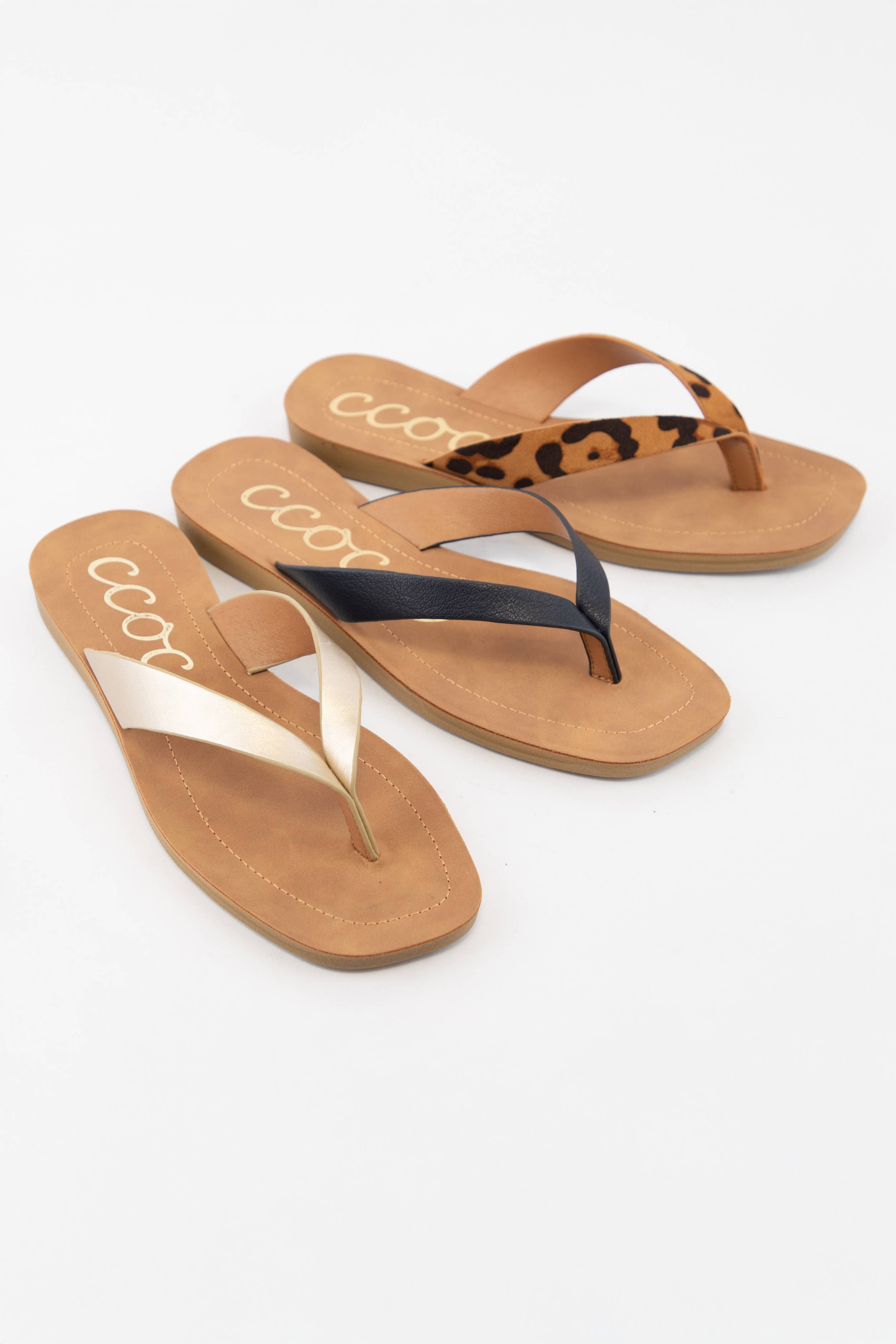 Sia Champagne Strap Flip Flop Sandals