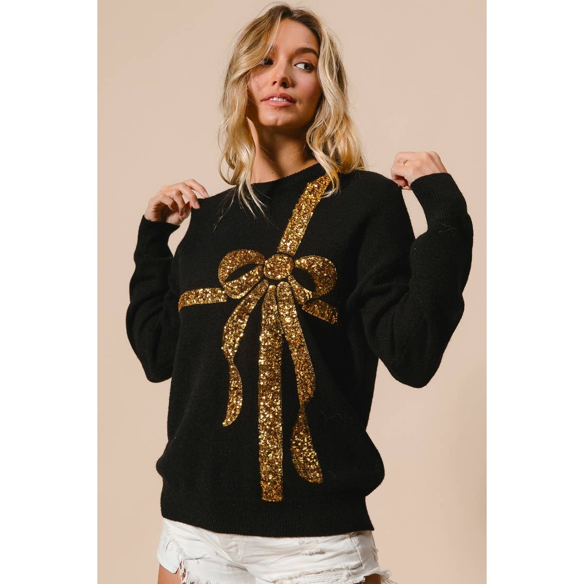 Bow Sequins Sweater