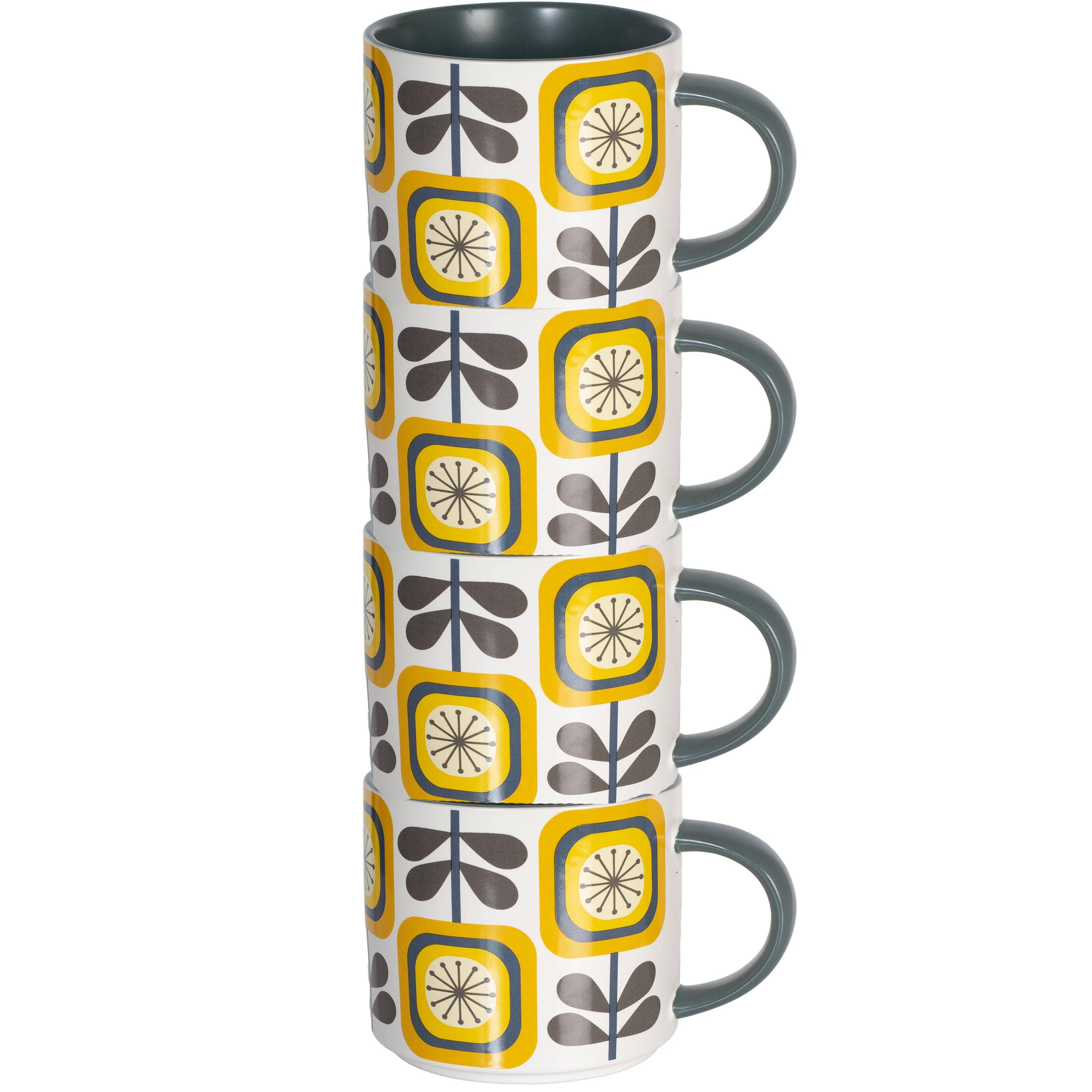Sunflower Fall Mid Century Modern Stackable Matte Coffee Mug