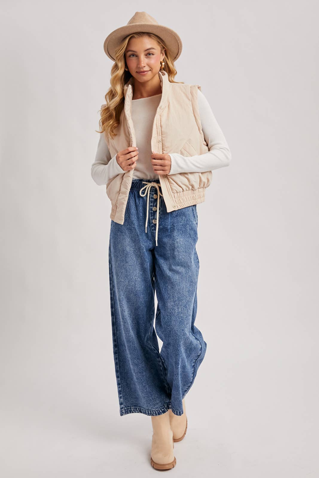 Bomber Style Puffer Vest with Pockets