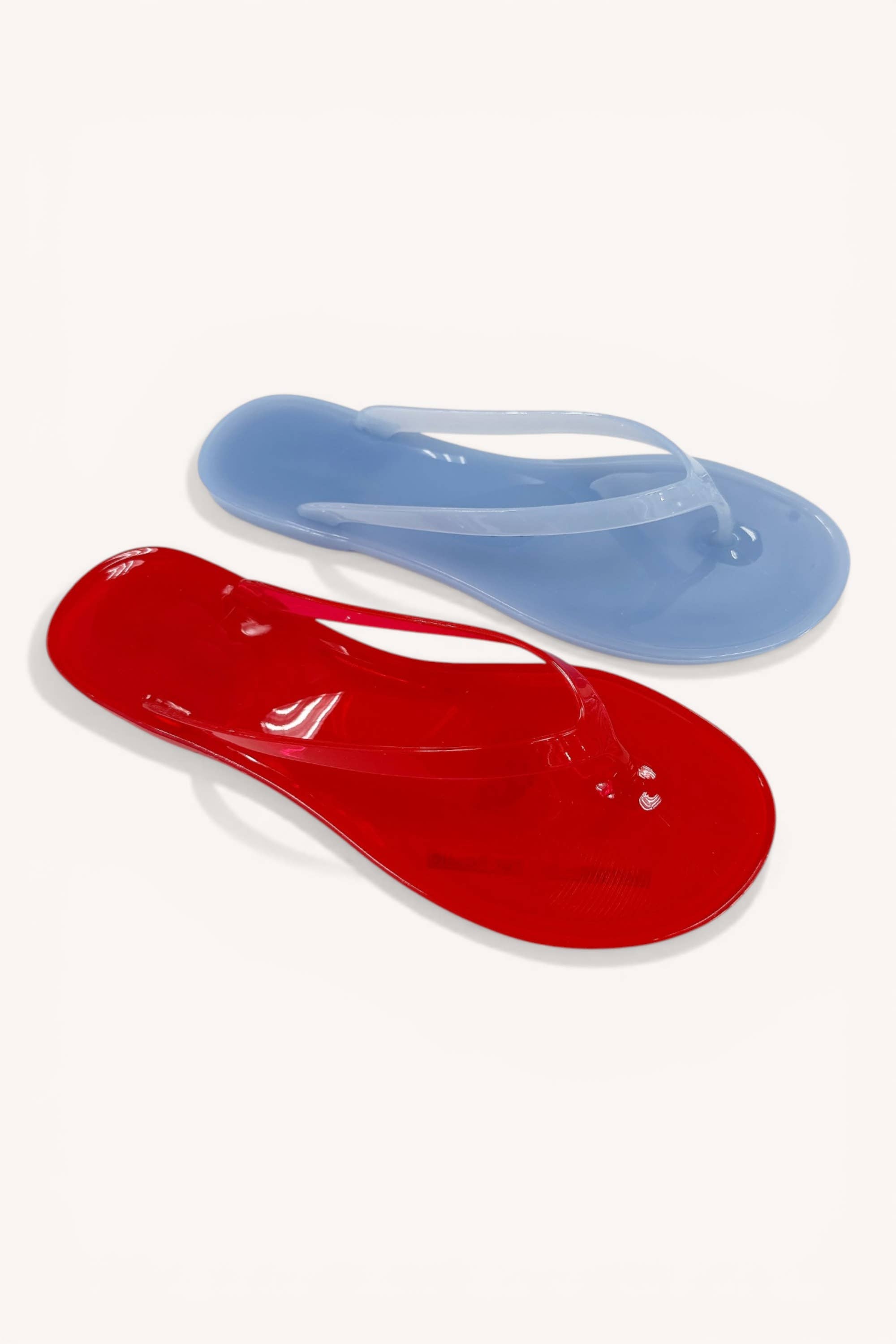 Jelly Flip Flop Sandals - Blue or Red