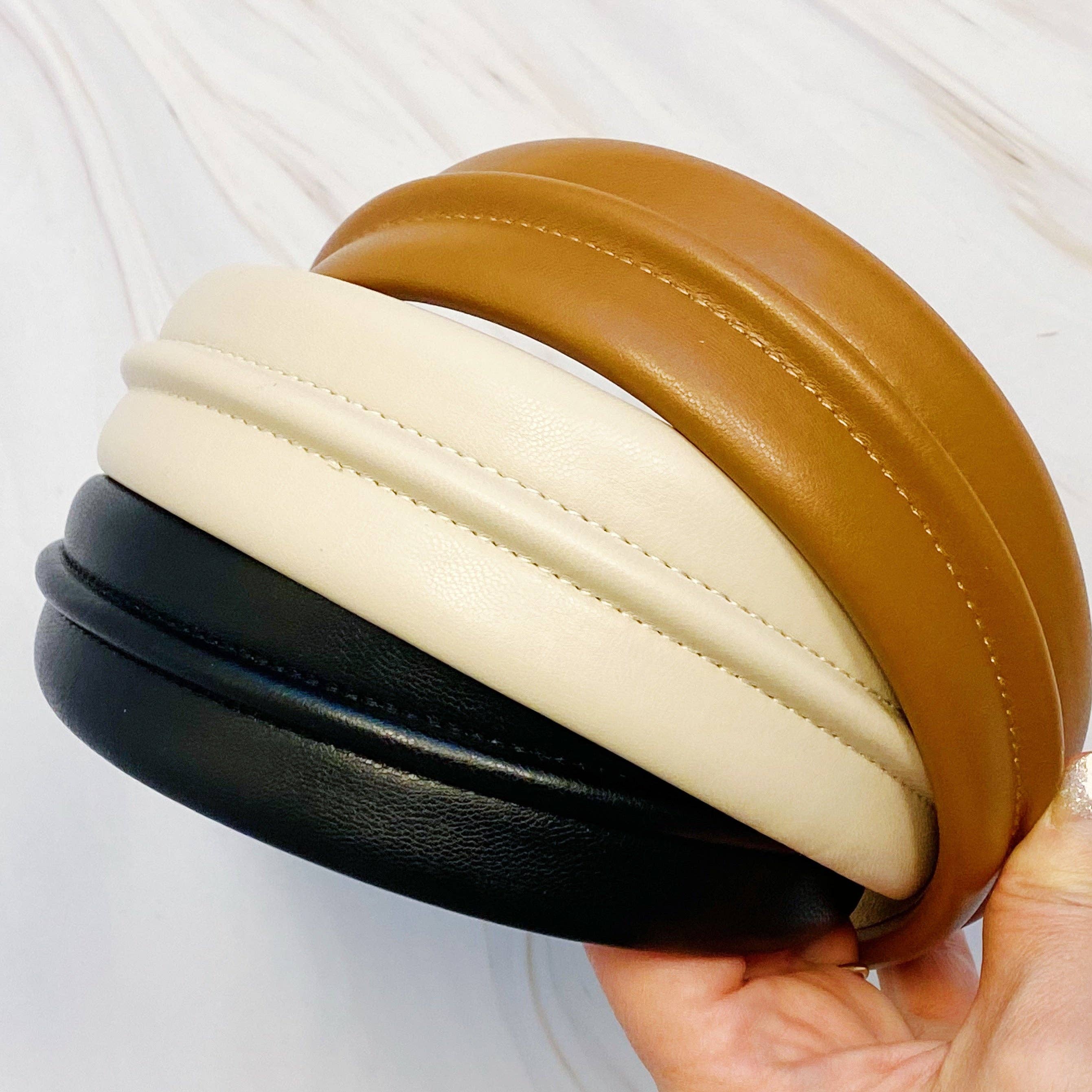 Classy Vegan Leather Headband - Black, White or Ivory