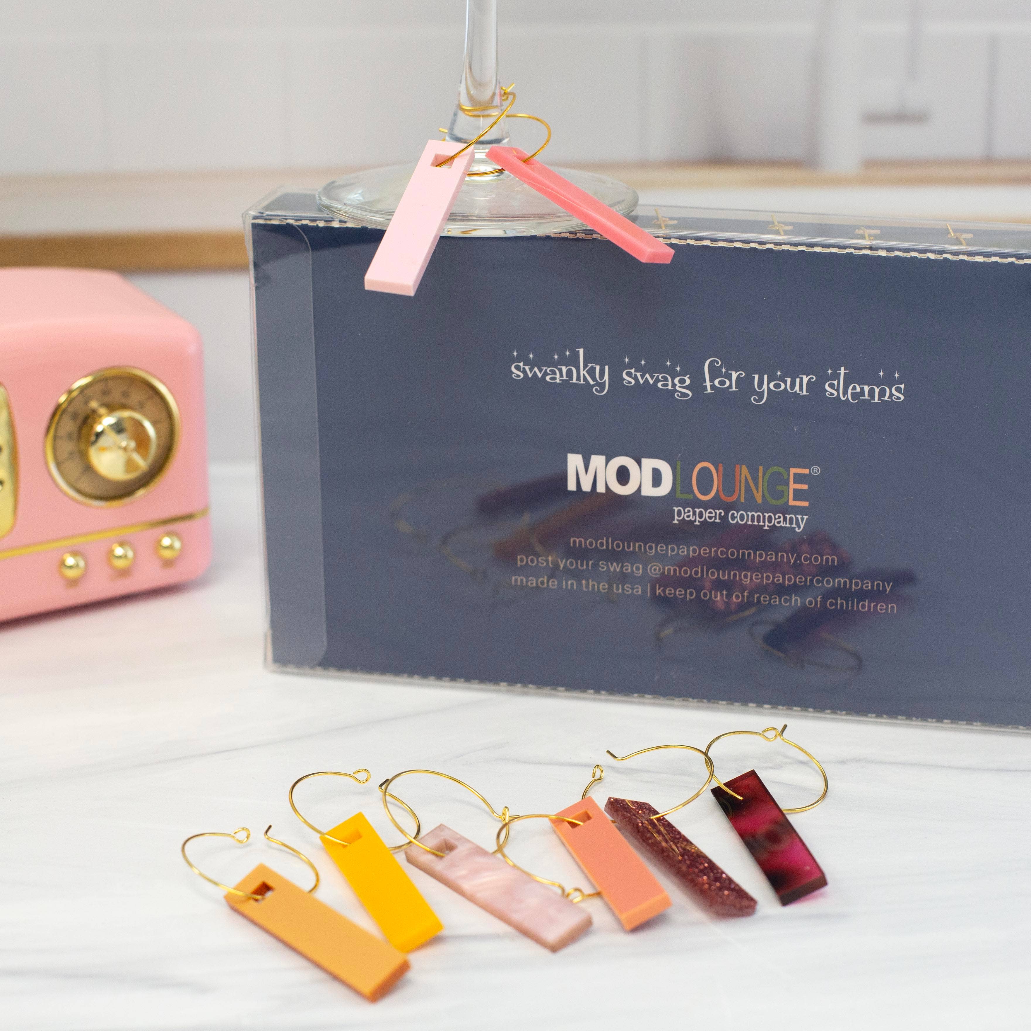 Shades of Pink Acrylic Wine Charms