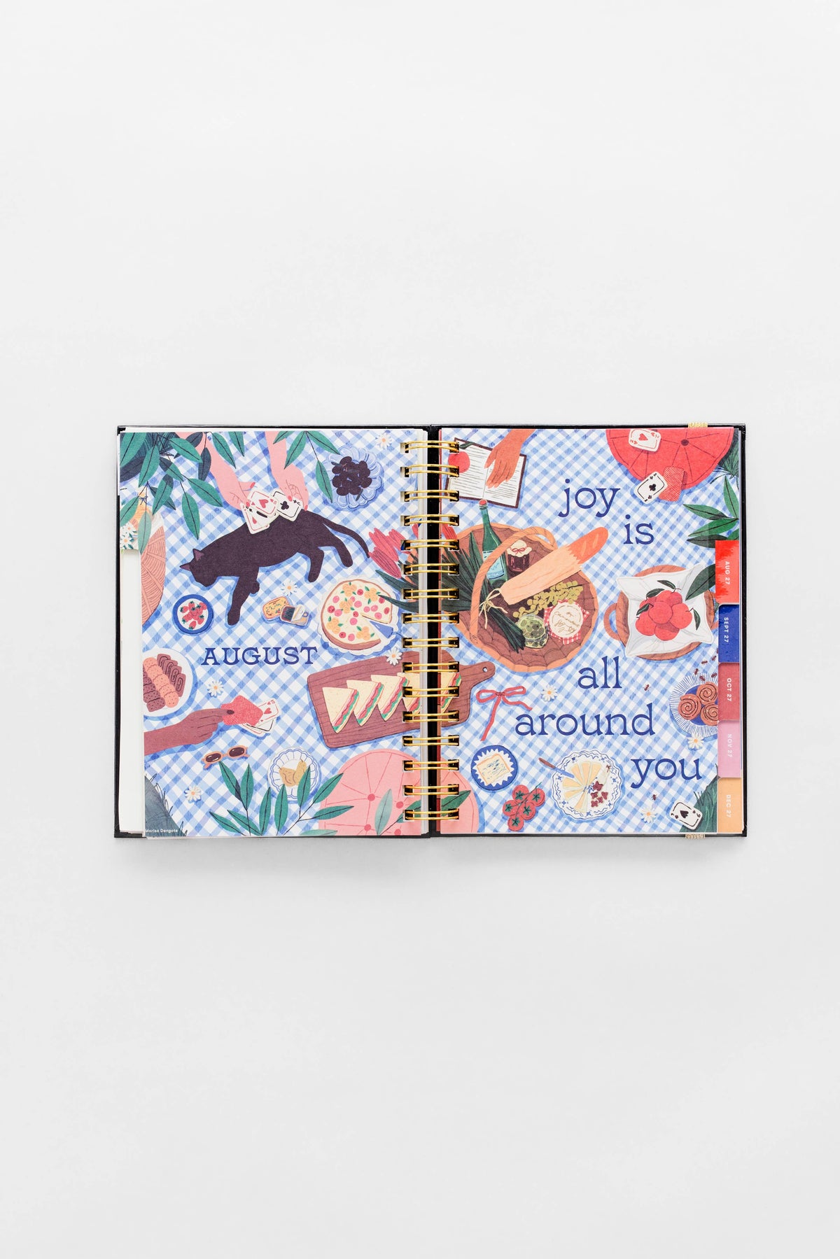 12 Month Planner Medium Spiral, Black Scandinavian Floral