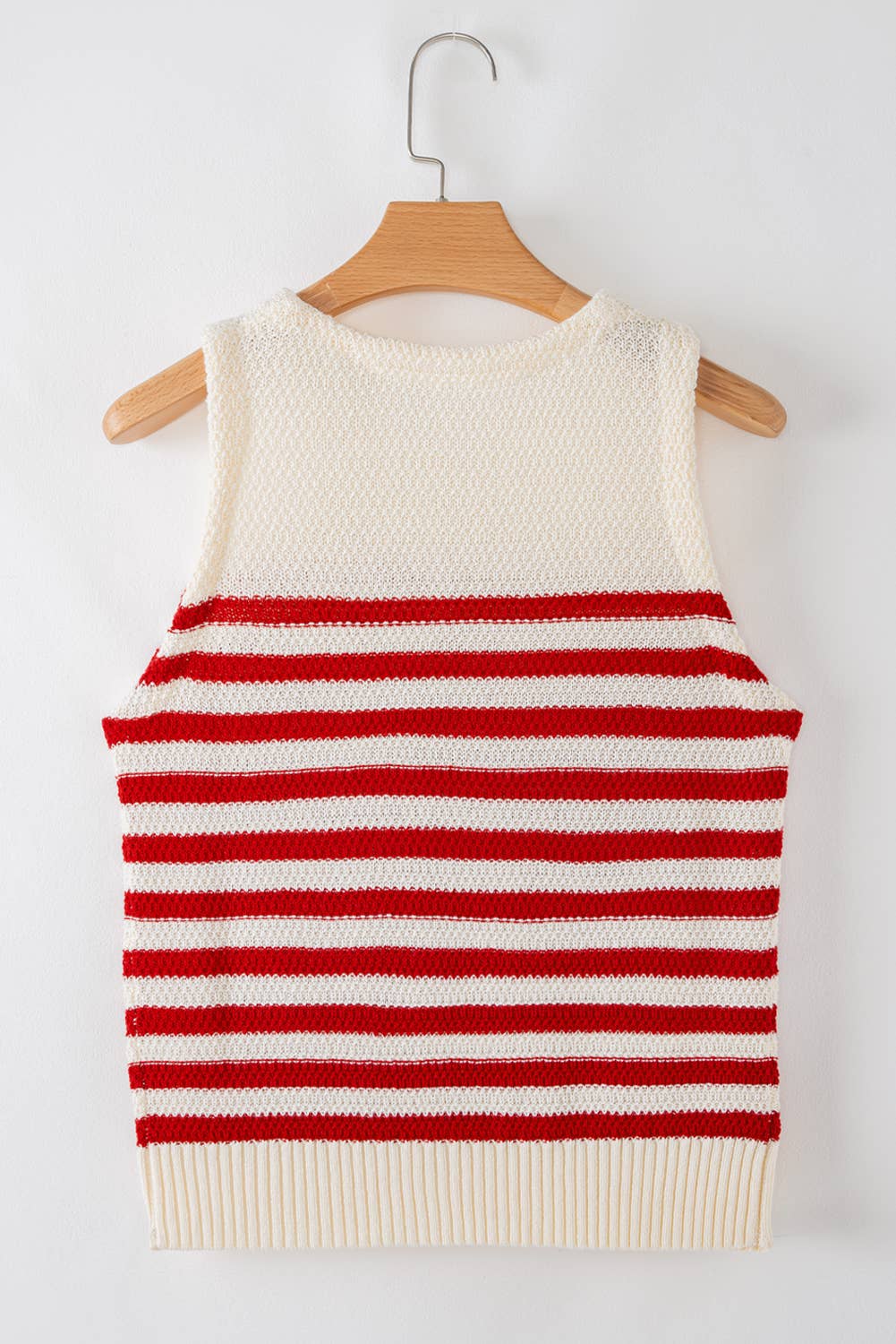 Hattie | Stripe Textured Knit Ribbed Hem Sweater Tank Top