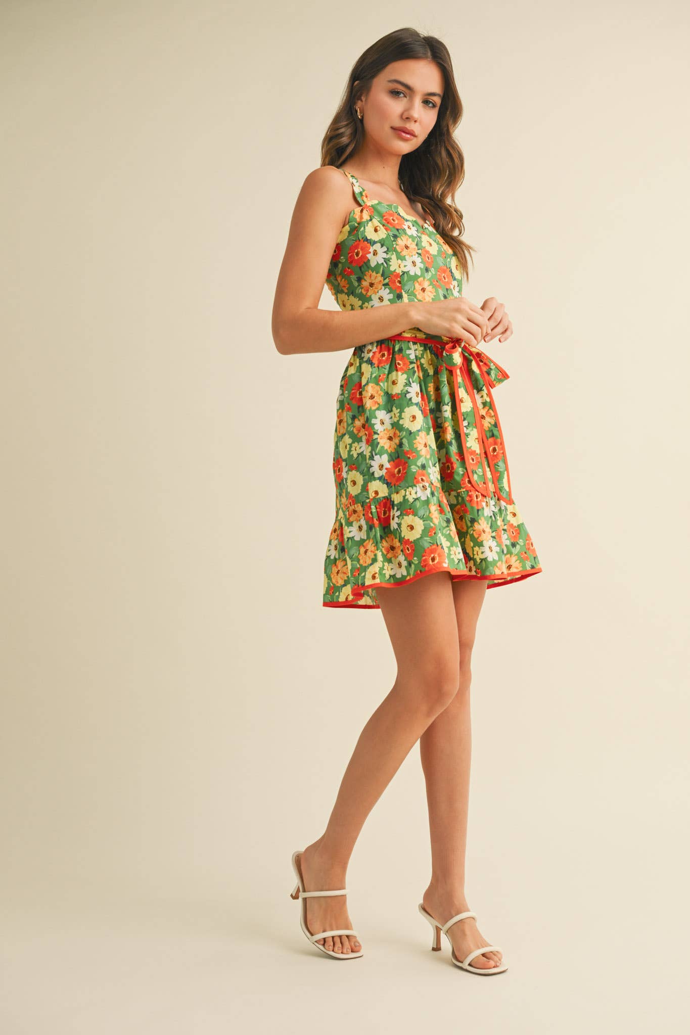 Floral Scalloped Mini Dress