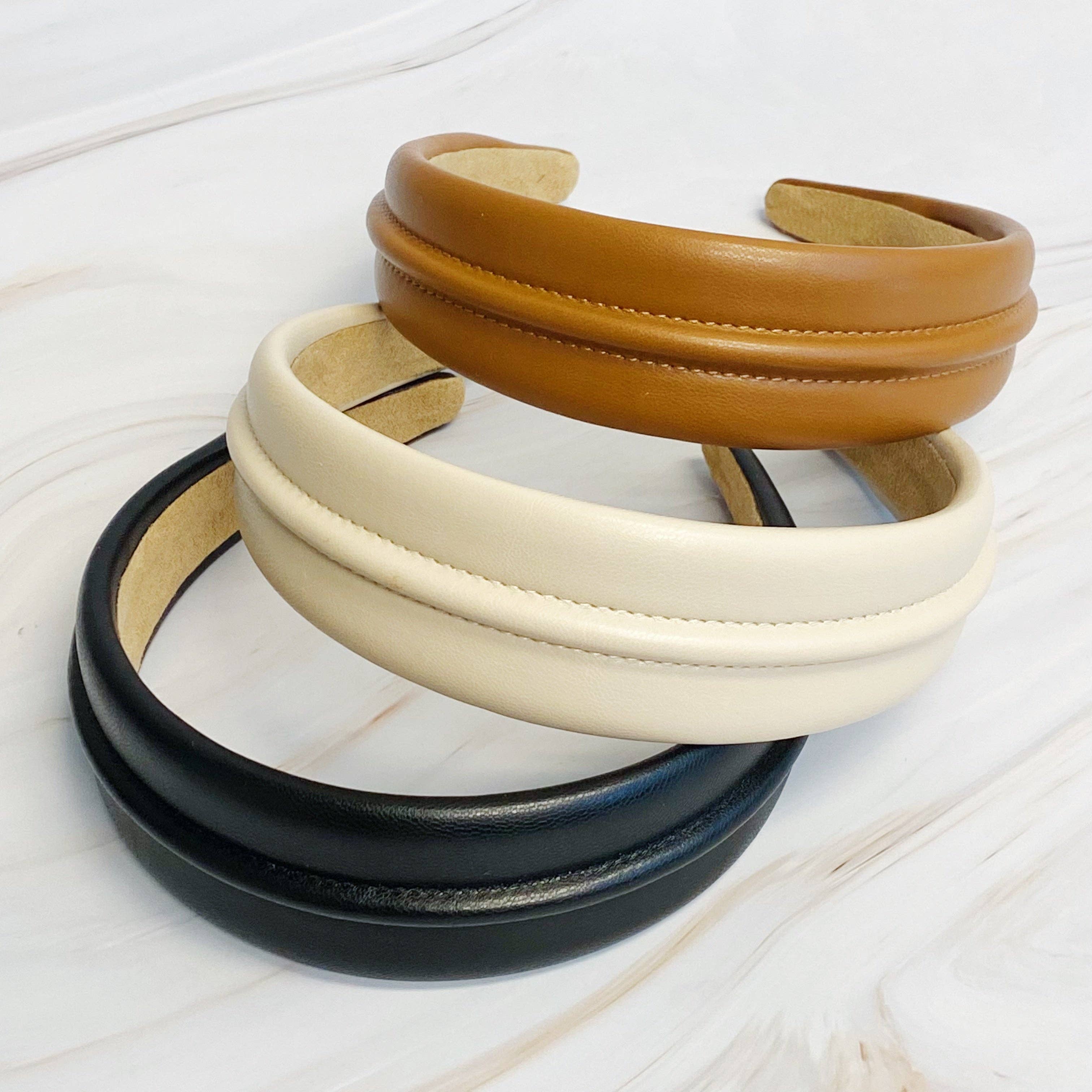 Classy Vegan Leather Headband - Black, White or Ivory