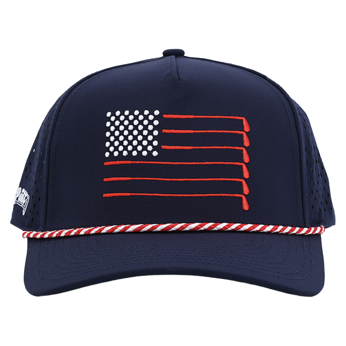 American Flag Rope Flat Bill Hat (Navy)