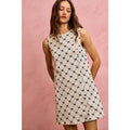 Ribbon Jacquard Pattern Dress with Scalloped Side