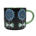 Casbah Blue Flower Mid Century Stackable Matte Coffee Mug
