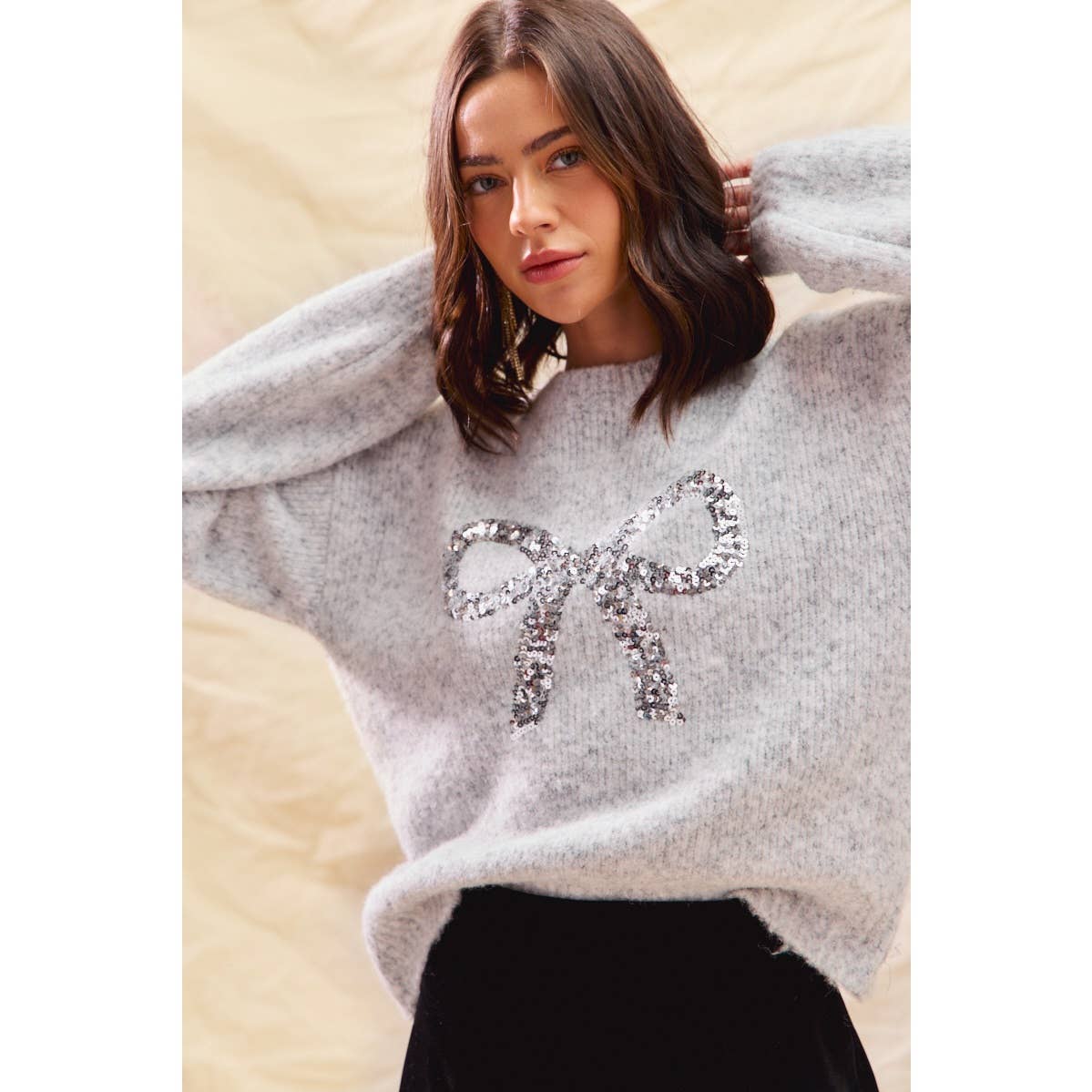 Ribbon Sequins Sweater