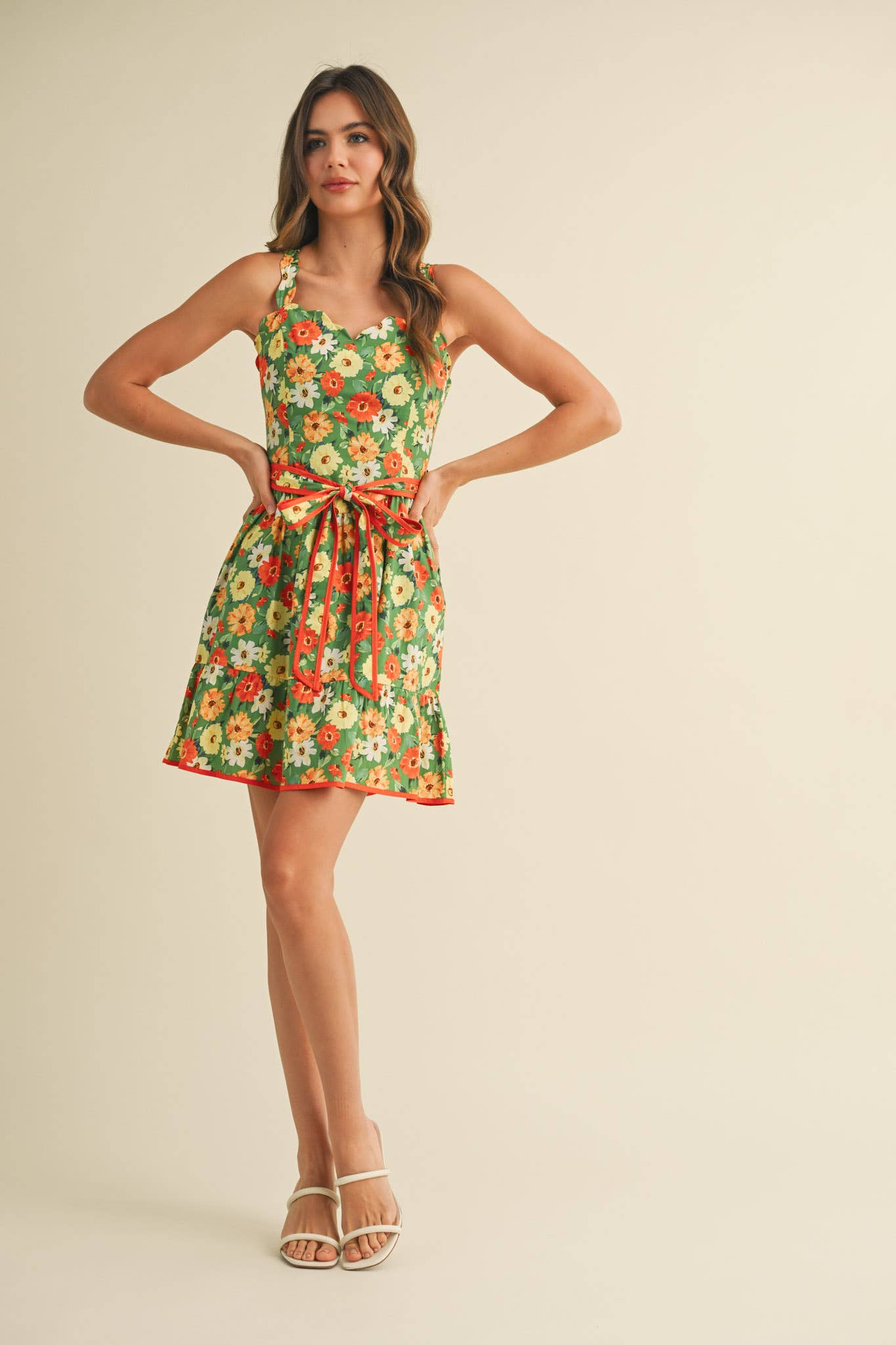 Floral Scalloped Mini Dress