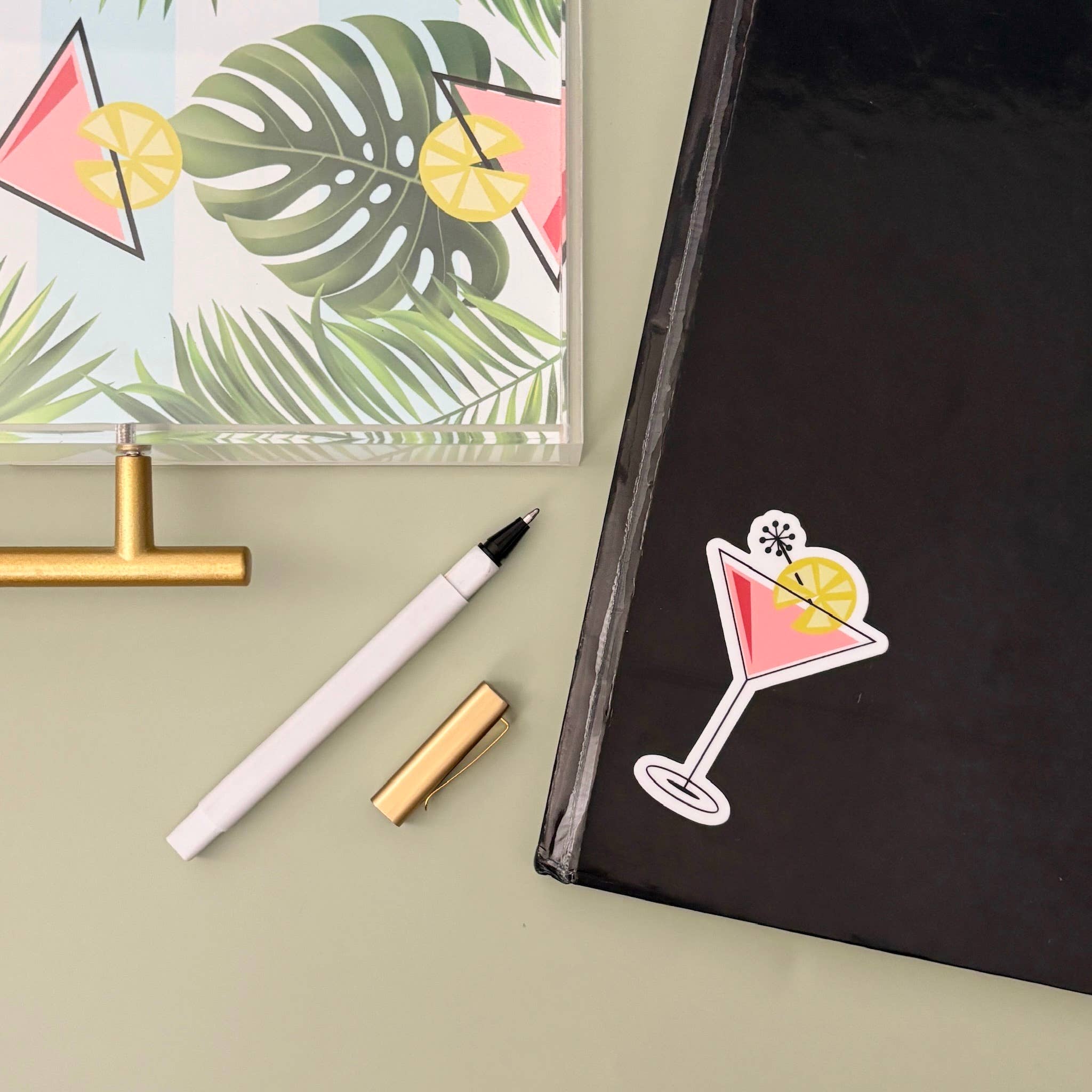 Cosmo Martini with Lemon Slice Vinyl Sticker
