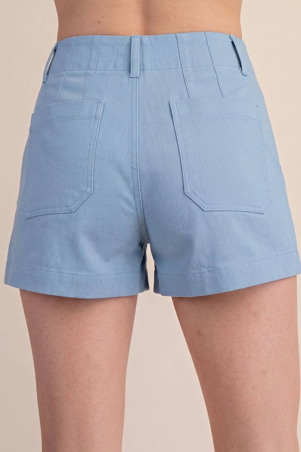 Colette Shorts Scallop Detail Pocket - Blue White, Red, Yellow or Pink