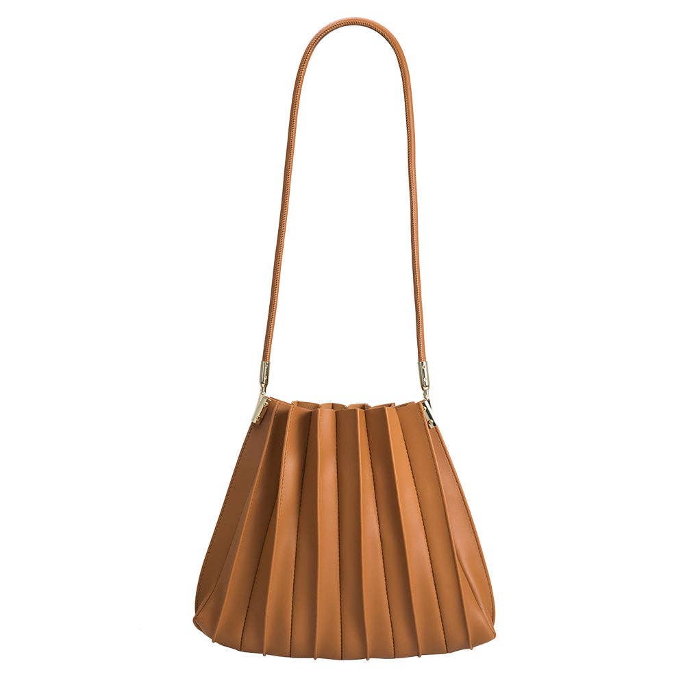 Carrie Tan Pleated Vegan Leather Shoulder Bag