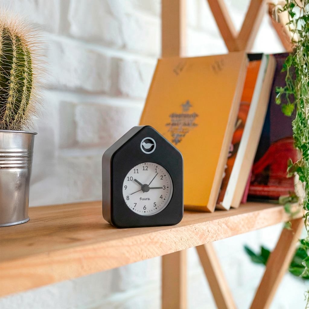 Mini White-and-Black House Alarm Clock