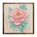 7"x7" Wood Framed Canvas Shelf Sitter - Pink Flower Oil Paint