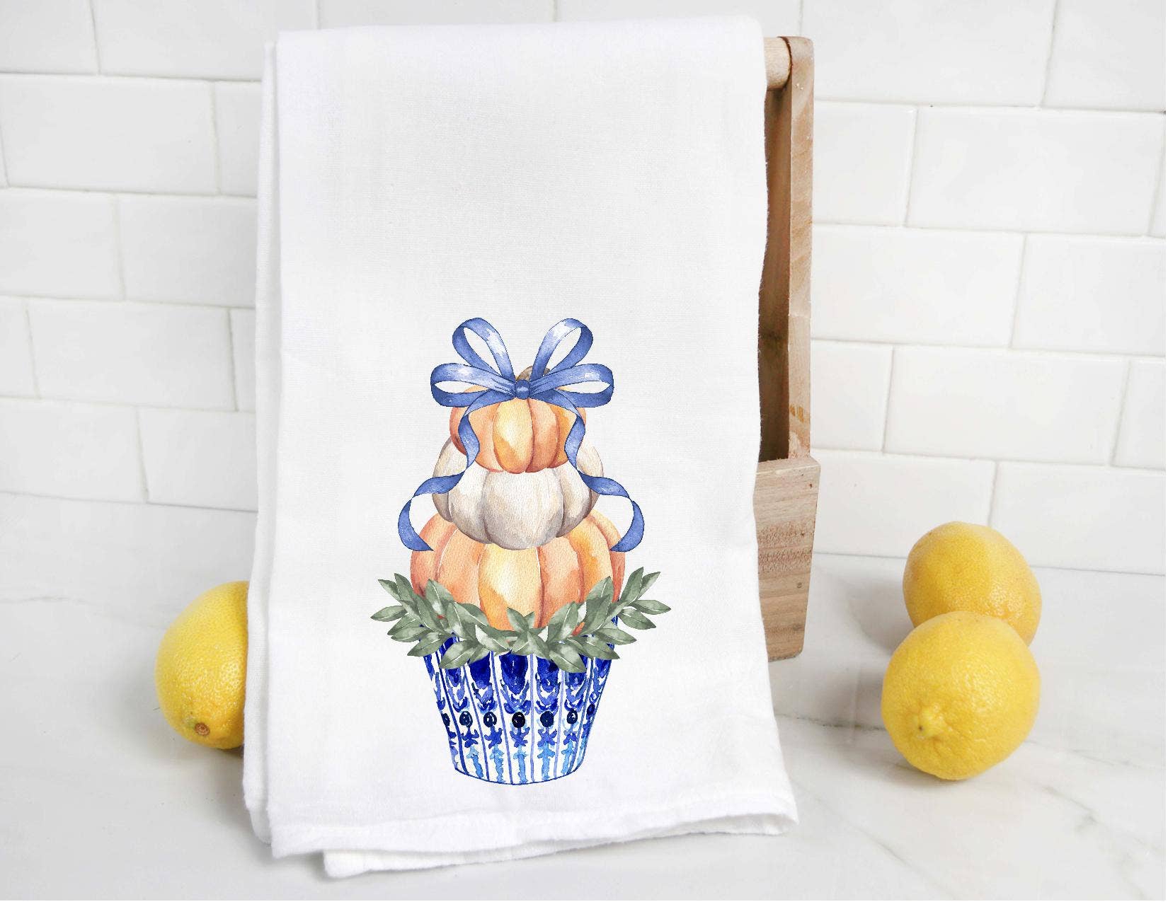 Chinoiserie Fall Pumpkin Tea Towel