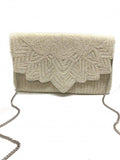 Cream Envelope Beaded Clutch