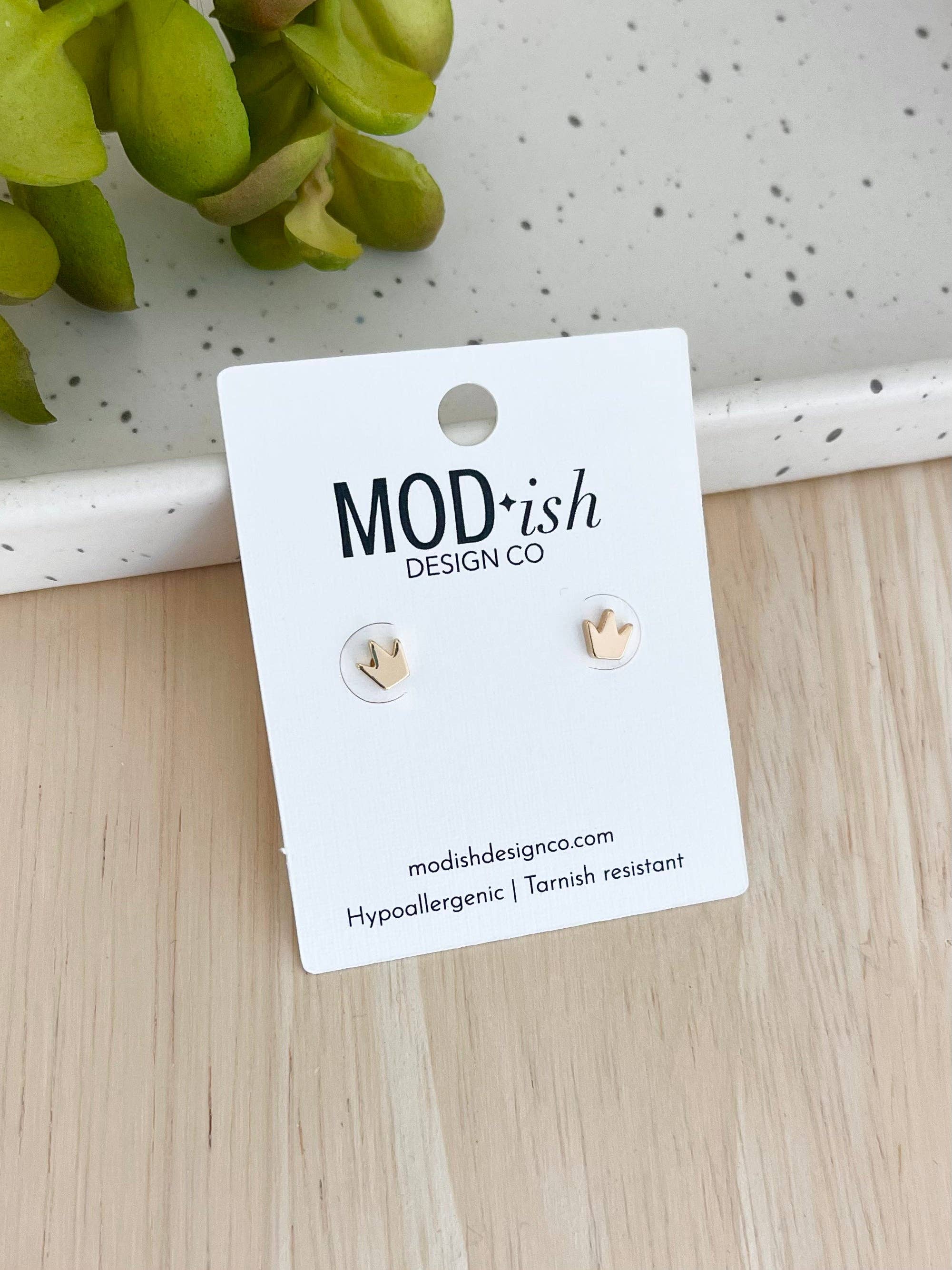 Gold Crown Earring Studs