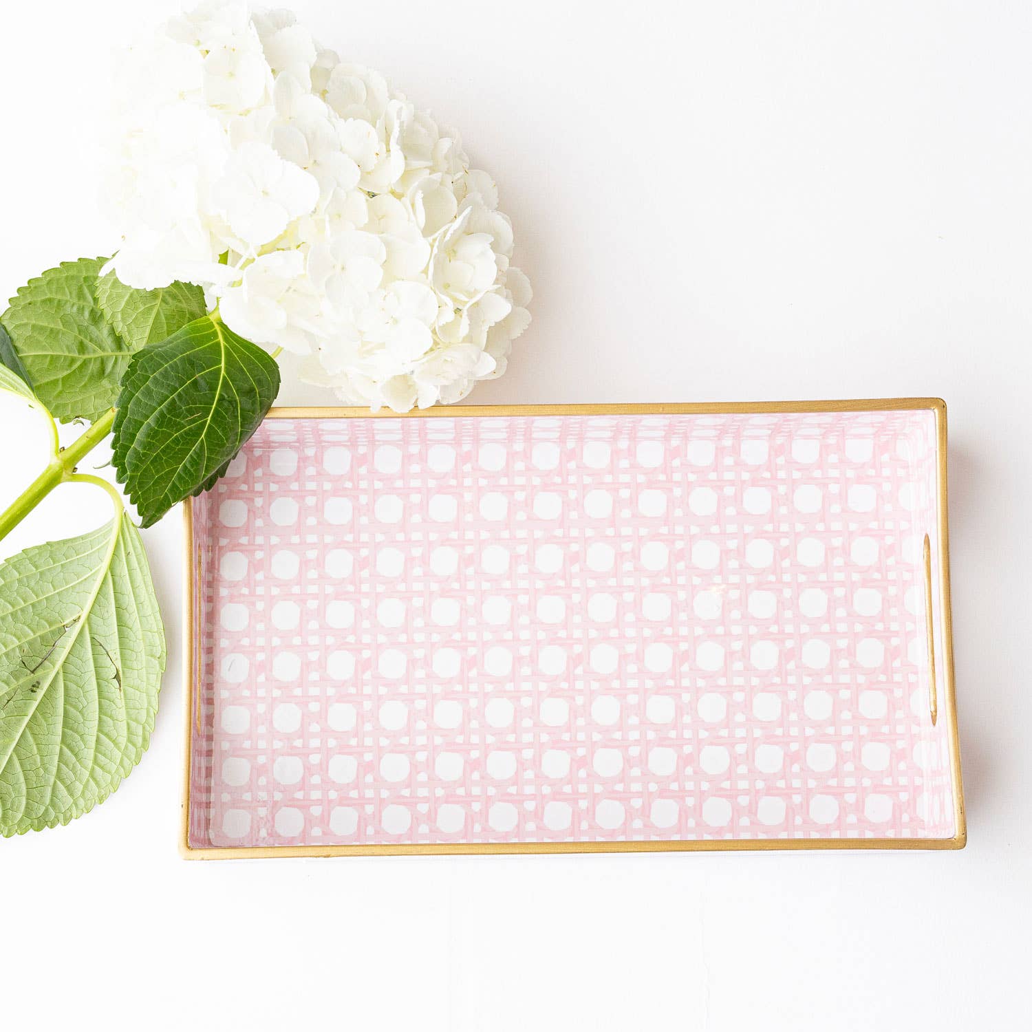 Vanity Tray, Pink Cane Print Decorative Resin