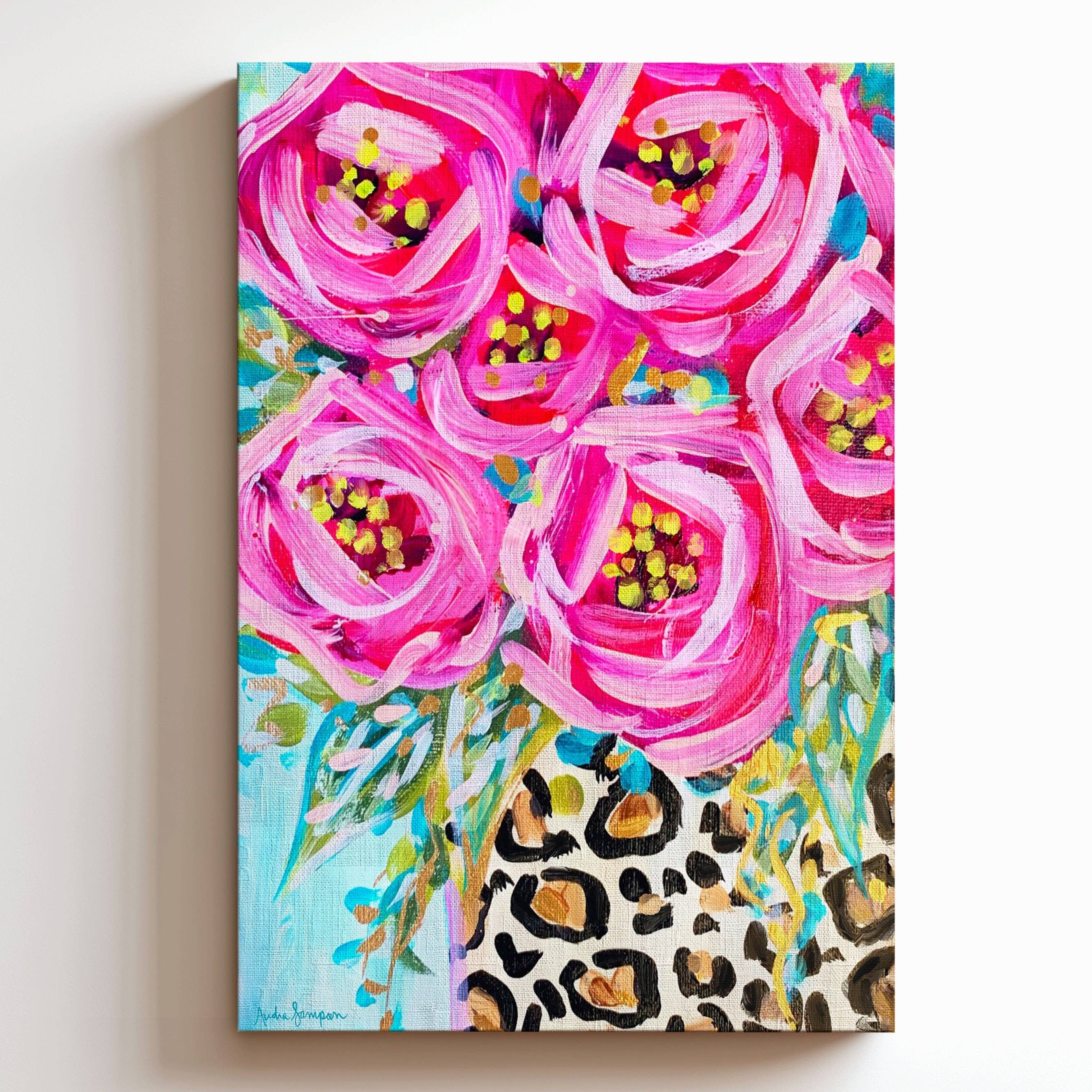 Leopard Rose Floral Canvas Print - Bouquet Art Painting