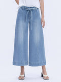 VERVET - High Rise Tie Waist Crop Palazzo Jeans