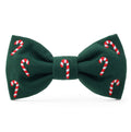 Candy Canes Embroidered Dog Holiday Bow Tie