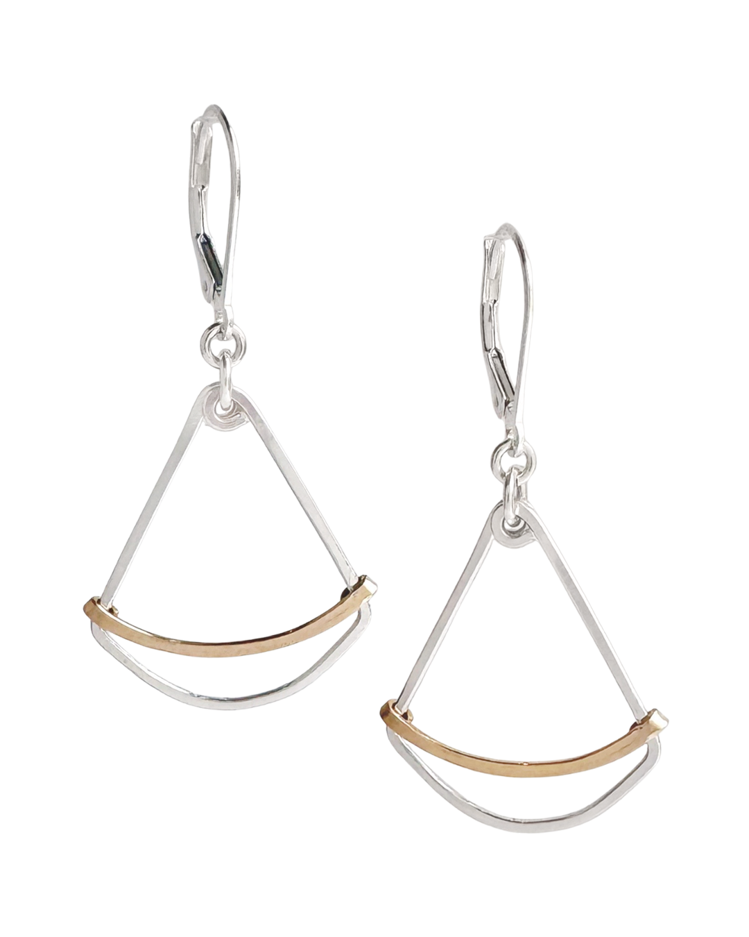 Golden Fan Dangle Earrings  | silver gold artisan jewelry