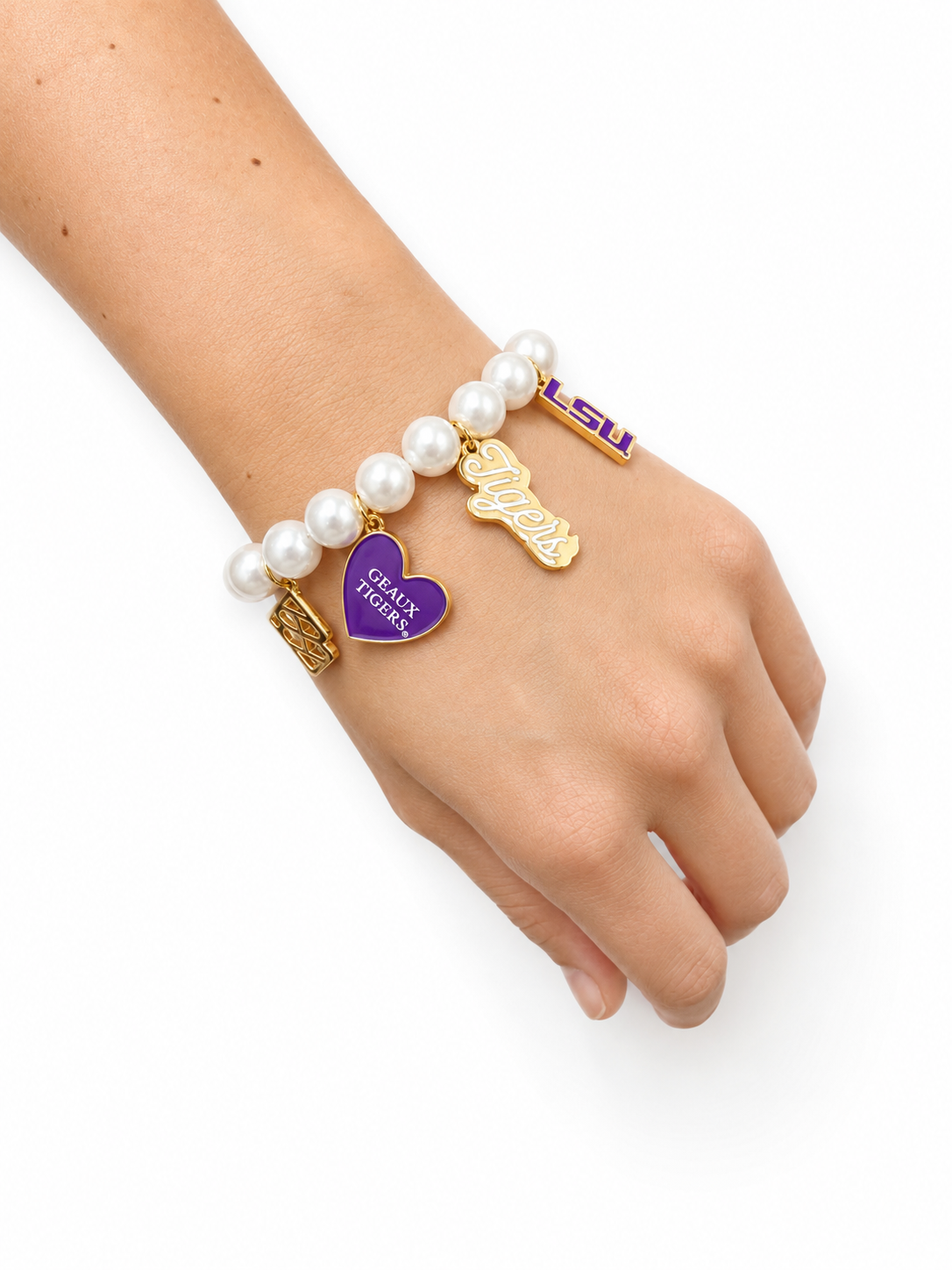 LSU Pearl Charm Bracelet