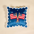 Scalloped Square Throw Pillow–American Flags