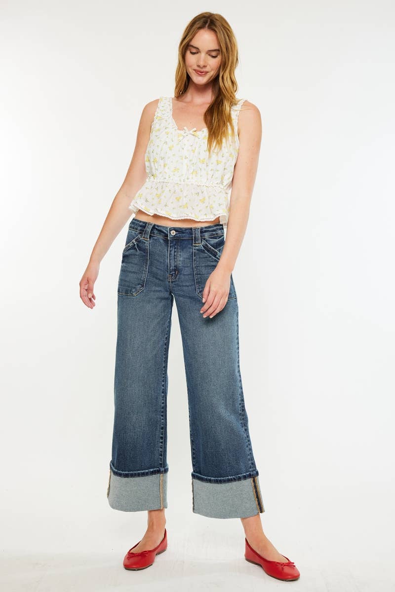 Mid Rise Wide Leg