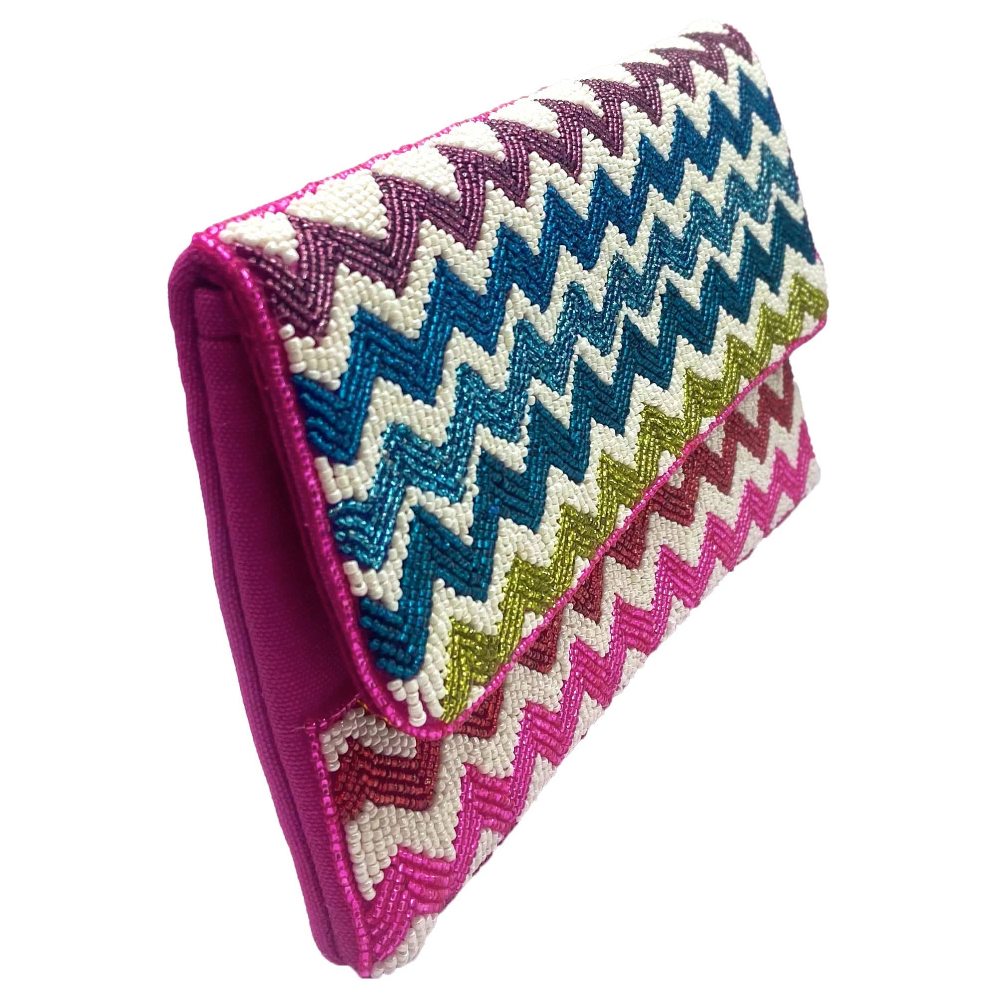 Chevron Multi Color Beaded Clutch