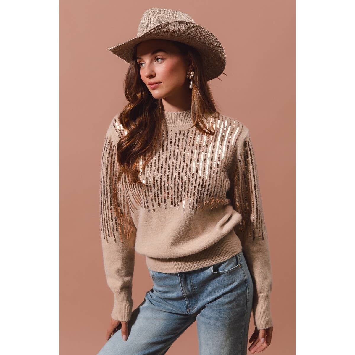 Sequins Embellished Holiday Sweater