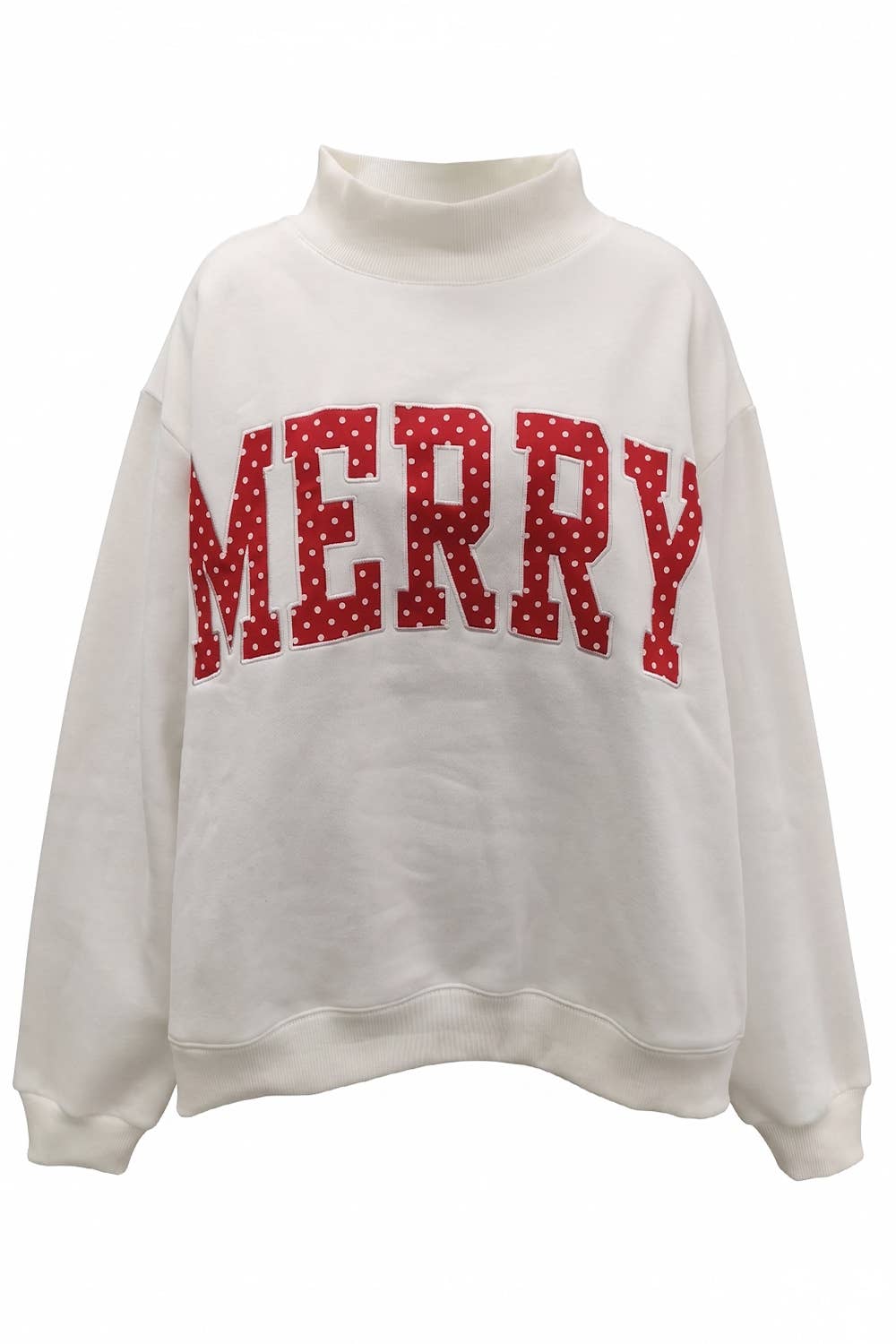 'MERRY' Polka-Dot Mock-Neck Sweatshirt