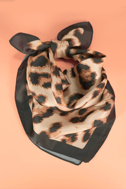 Animal Leopard Print Silky Feel Bandana Scarf