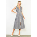 Sleeveless Vertical Stripes Zippered Dress