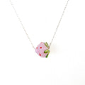 Pink Lampwork Strawberry Glass Pendant Bead Necklace