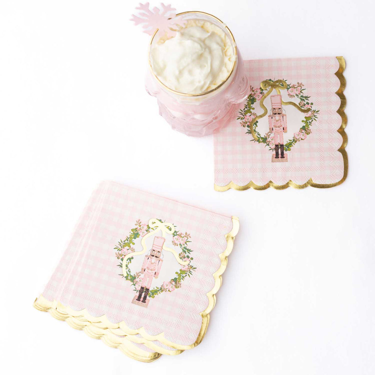 Sugarplum Gingham Paper Beverage Napkins, 16pk