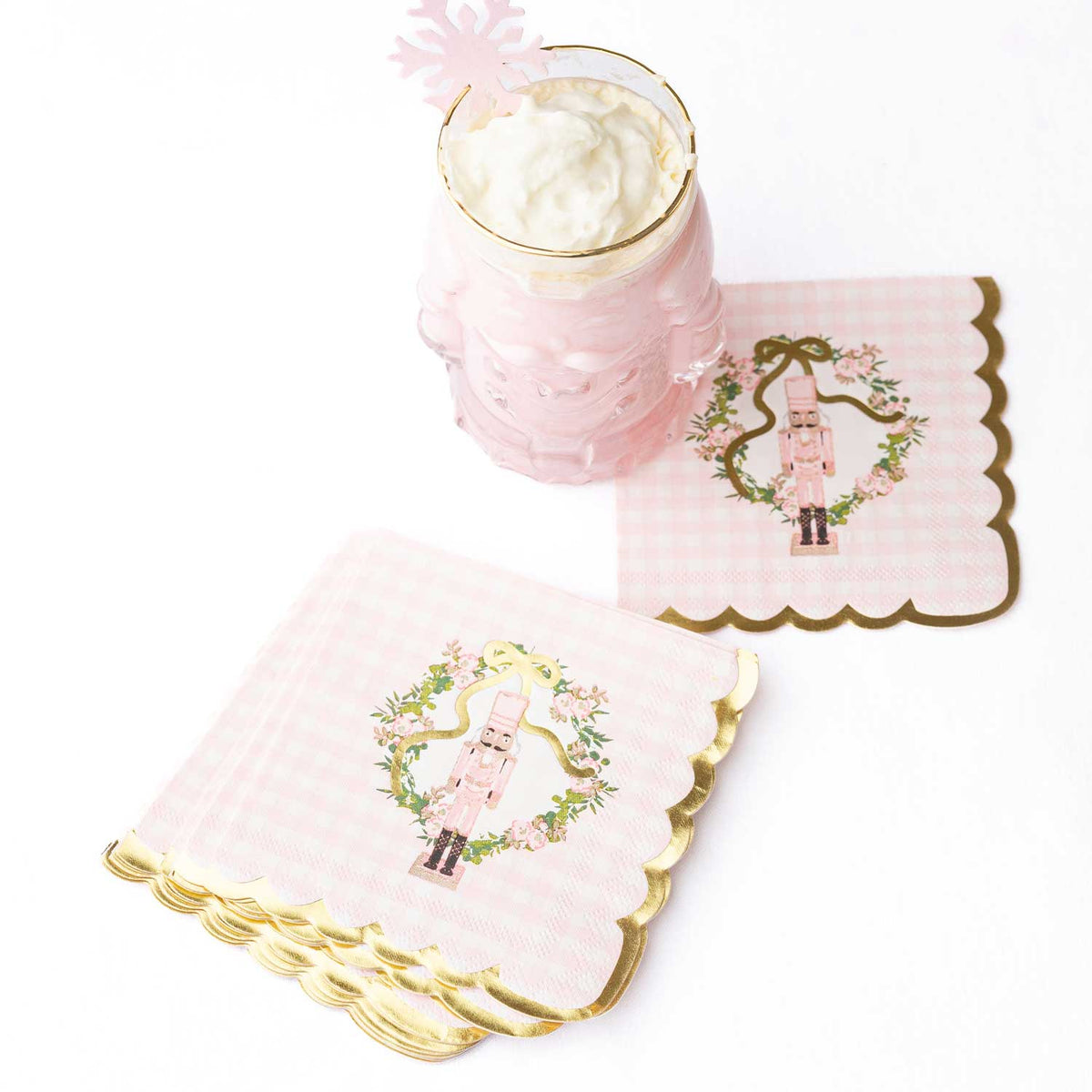 Sugarplum Gingham Paper Beverage Napkins, 16pk