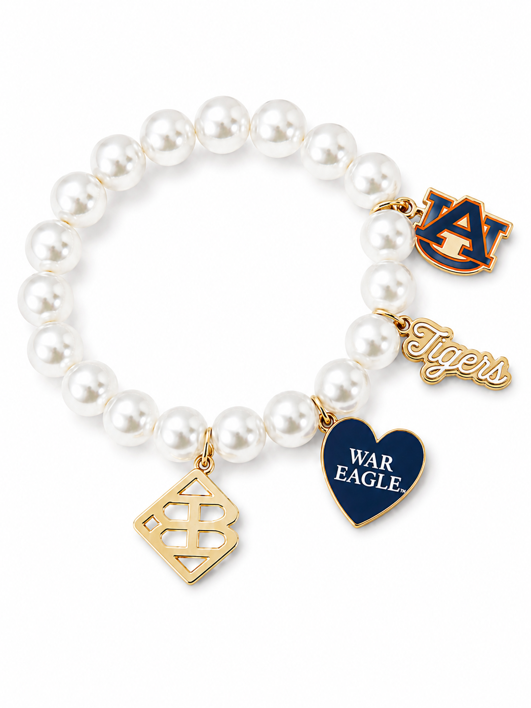 Auburn Pearl Charm Bracelet
