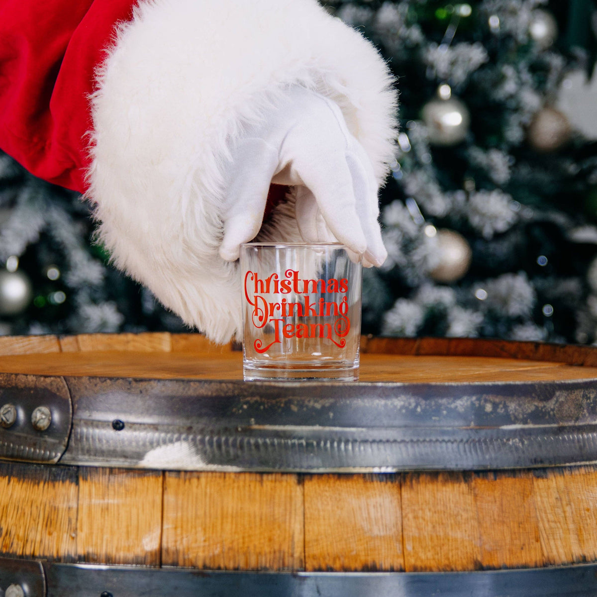 Christmas Drinking Team Rocks Glass