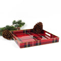 Red Tartan Plaid Square Resin Serving Tray
