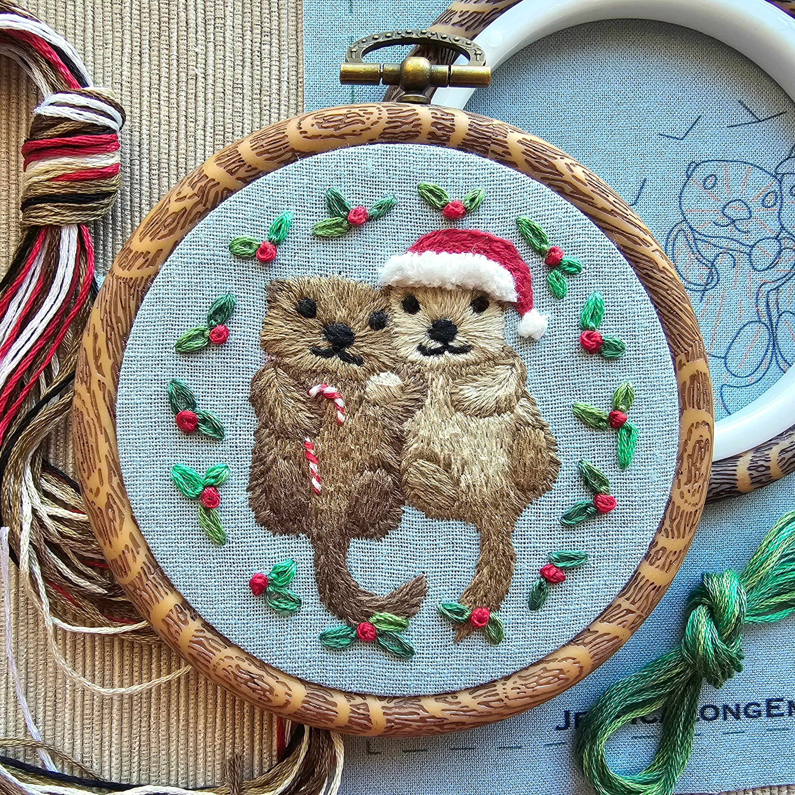 Holiday Otterly Adorable Ornament Embroidery Kit