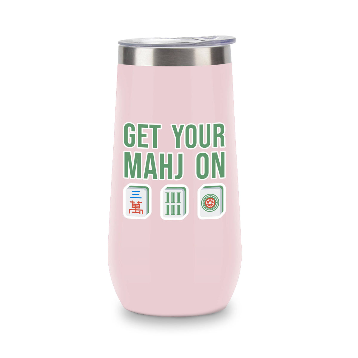 Champagne Tumbler (Pink) - Get Your Mahj On (Tiles)