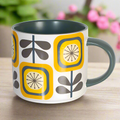 Sunflower Fall Mid Century Modern Stackable Matte Coffee Mug